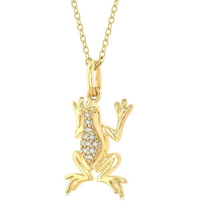1/20 Ctw Amphibian Round Cut Diamond Petite Fashion Pendant With Chain in 10K Yellow Gold