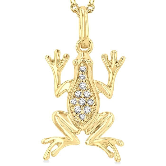 1/20 Ctw Amphibian Round Cut Diamond Petite Fashion Pendant With Chain in 10K Yellow Gold