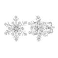 1/10 Ctw Petite Snowflake Round Cut Diamond Fashion Stud Earrings in 10K White Gold