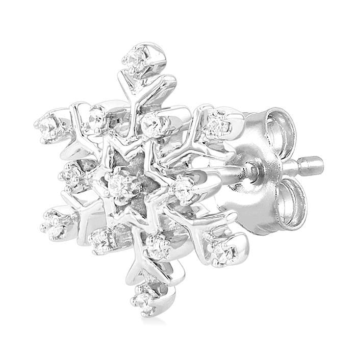 Snow Flake Petite Diamond Fashion Earrings