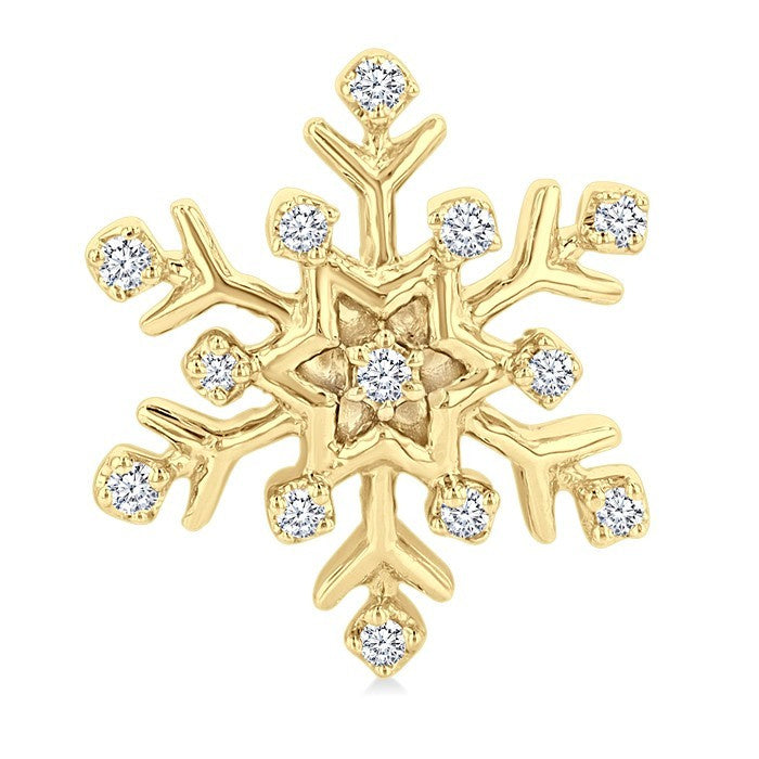 1/10 Ctw Petite Snowflake Round Cut Diamond Fashion Stud Earrings in 10K Yellow Gold