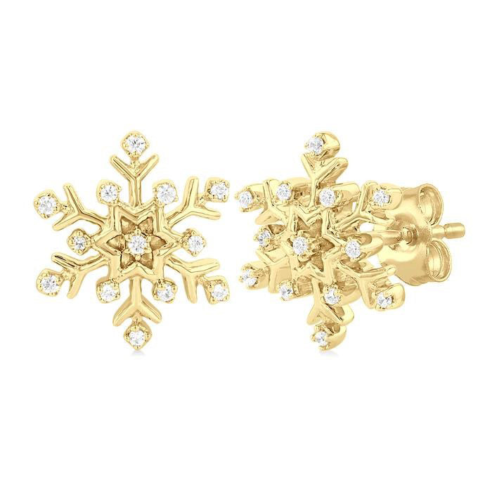 Snow Flake Petite Diamond Fashion Earrings