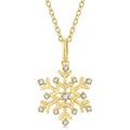 1/10 Ctw Petite Snowflake Round Cut Diamond Fashion Pendant With Chain in 10K Yellow Gold