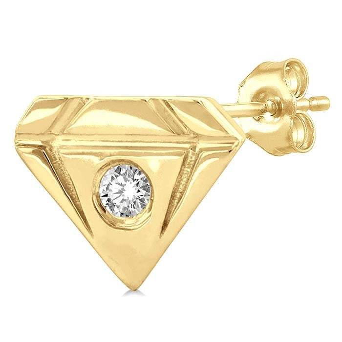 1/50 Ctw Petite Diamond Shape Round Cut Diamond Fashion Stud Earrings in 10K Yellow Gold