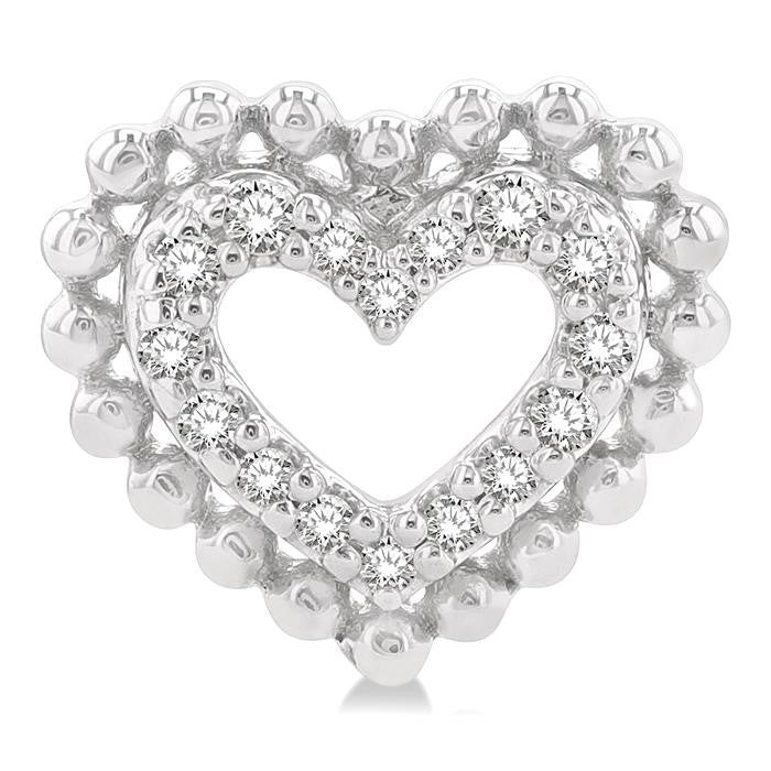 1/8 Ctw Petite Heart Round Cut Diamond Fashion Stud Earrings in 10K White Gold