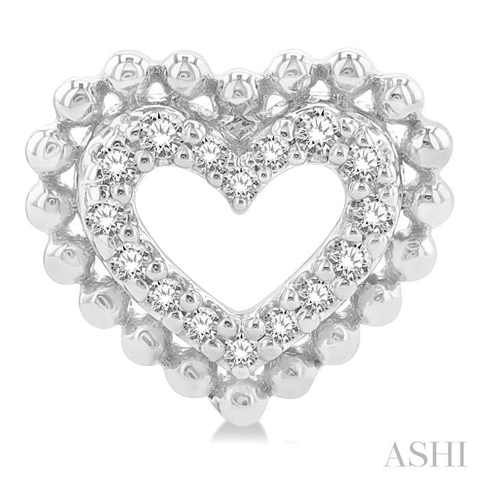 1/8 Ctw Petite Heart Round Cut Diamond Fashion Stud Earrings in 10K White Gold