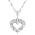 1/10 Ctw Petite Heart Round Cut Diamond Fashion Pendant With Chain in 10K White Gold