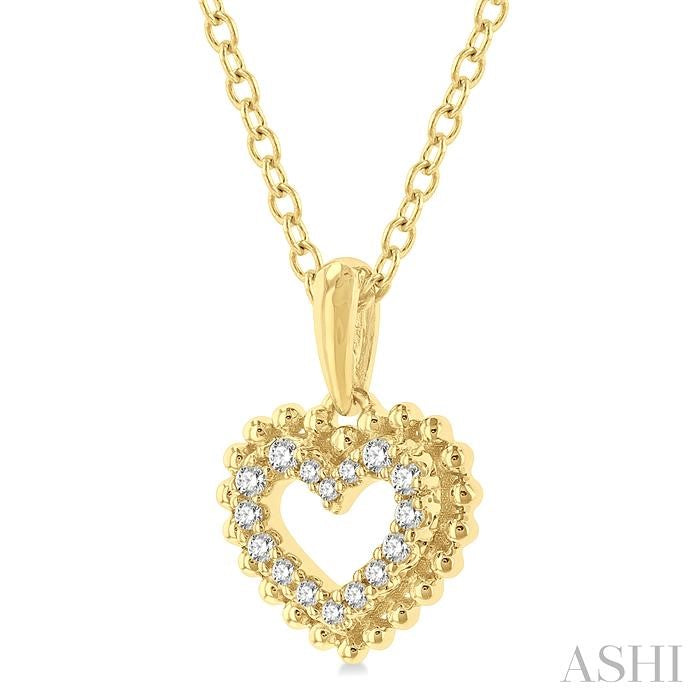1/10 Ctw Petite Heart Round Cut Diamond Fashion Pendant With Chain in 10K Yellow Gold