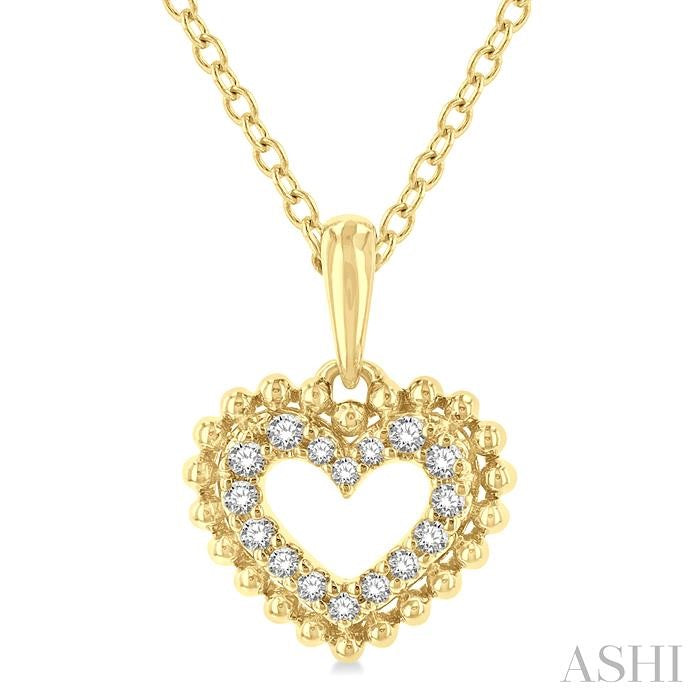 1/10 Ctw Petite Heart Round Cut Diamond Fashion Pendant With Chain in 10K Yellow Gold