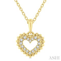 1/10 Ctw Petite Heart Round Cut Diamond Fashion Pendant With Chain in 10K Yellow Gold