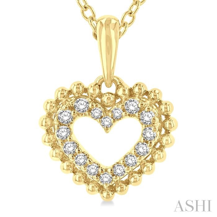 1/10 Ctw Petite Heart Round Cut Diamond Fashion Pendant With Chain in 10K Yellow Gold