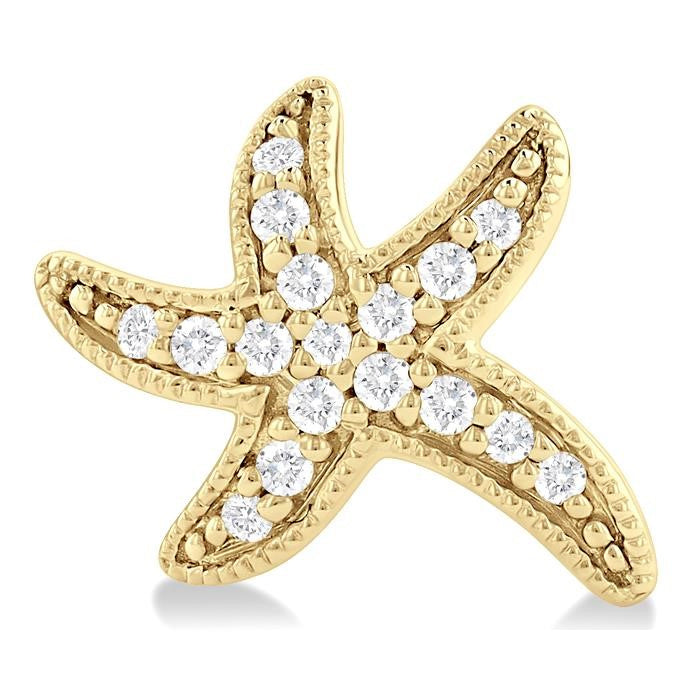 1/8 Ctw Petite Milgrain Starfish Round Cut Diamond Fashion Stud Earrings in 10K Yellow Gold