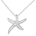 1/10 Ctw Petite Milgrain Starfish Round Cut Diamond Fashion Pendant With Chain in 10K White Gold