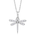1/6 Ctw Petite Dragonfly Round Cut Diamond Fashion Pendant With Chain in 10K White Gold