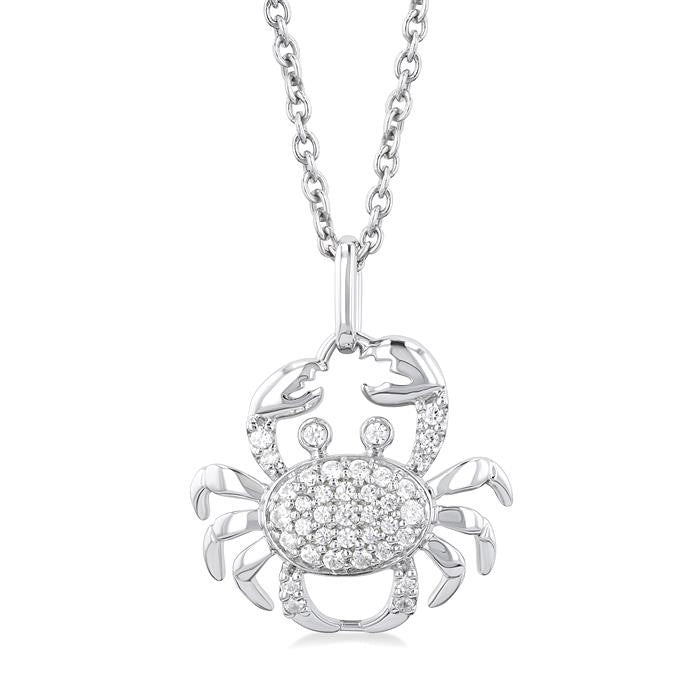 1/6 Ctw Petite Crab Round Cut Diamond Fashion Pendant With Chain in 10K White Gold