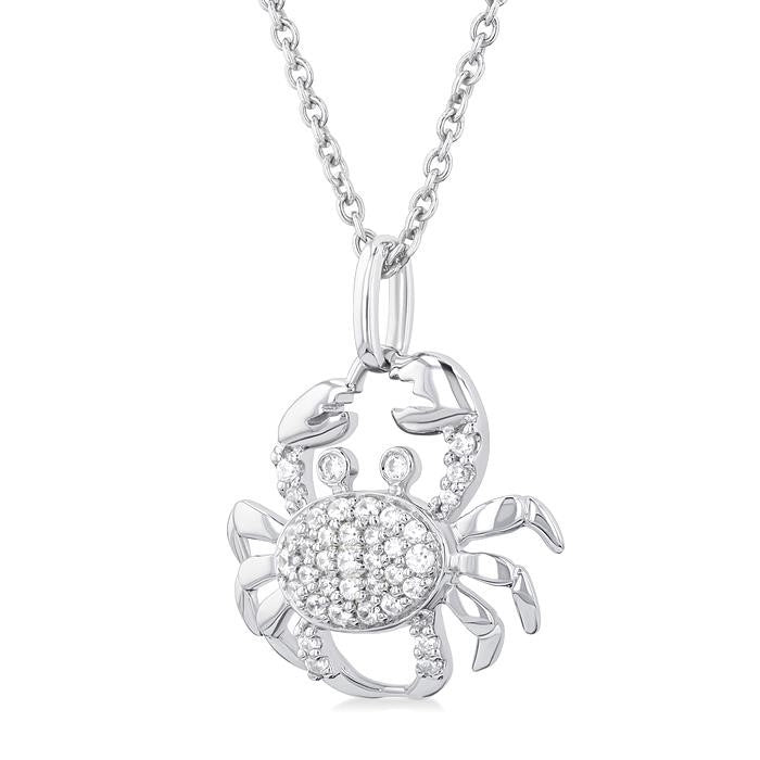 1/6 Ctw Petite Crab Round Cut Diamond Fashion Pendant With Chain in 10K White Gold