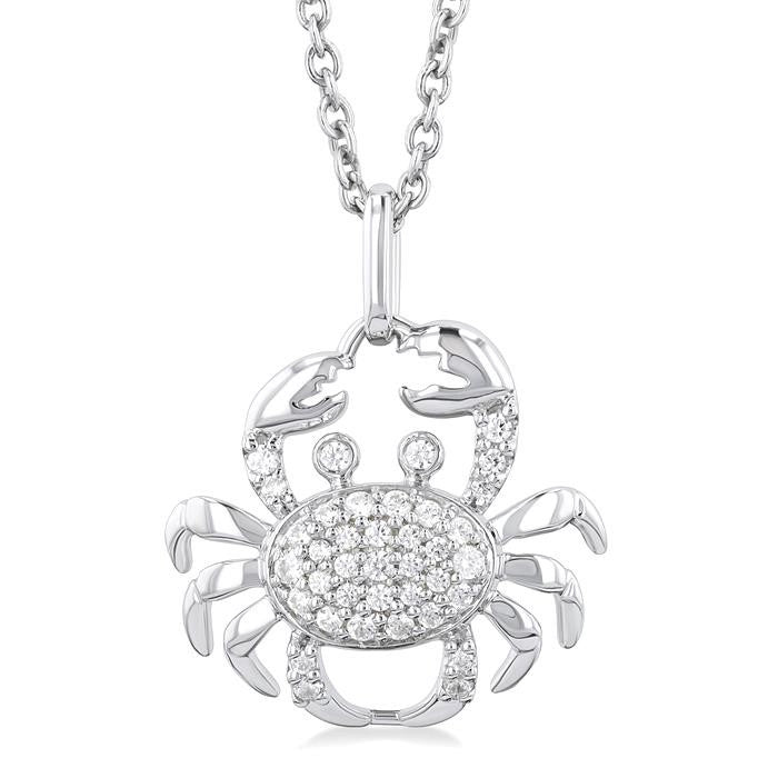 1/6 Ctw Petite Crab Round Cut Diamond Fashion Pendant With Chain in 10K White Gold