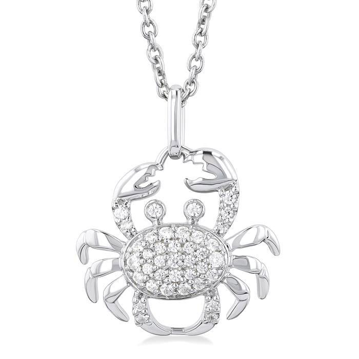 Marindra Diamond Crab Pendant in 10K White Gold