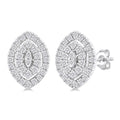 1/5 Ctw Double Halo Marquise Shape Petite Round Cut Diamond Fashion Stud Earrings in 10K White Gold