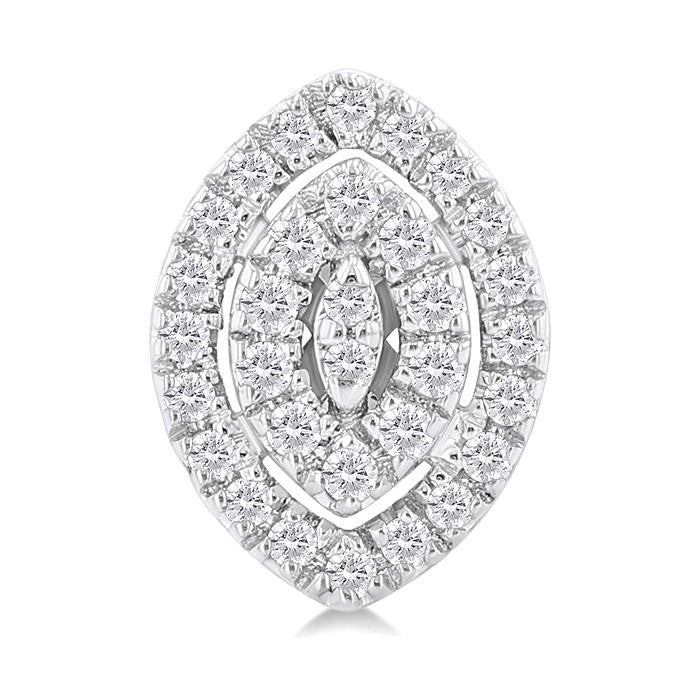 1/5 Ctw Double Halo Marquise Shape Petite Round Cut Diamond Fashion Stud Earrings in 10K White Gold