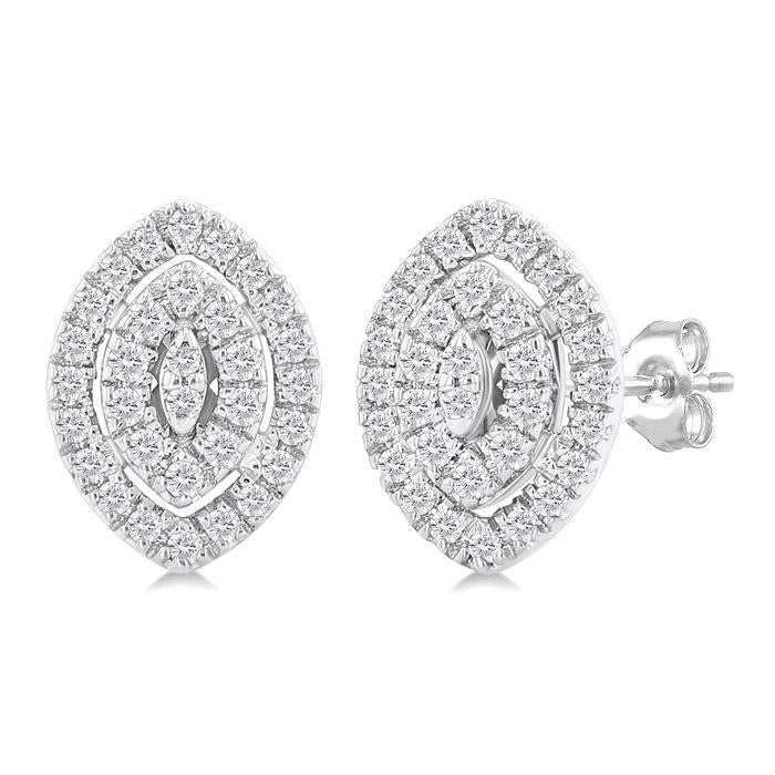 Marquise Shape Petite Halo Diamond Fashion Earrings
