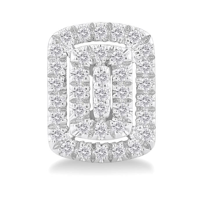 Emerald Shape Petite Halo Diamond Fashion Earrings