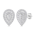 Pear Shape Petite Halo Diamond Fashion Earrings