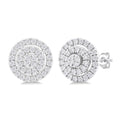1/5 Ctw Double Halo Round Shape Petite Round Cut Diamond Fashion Stud Earrings in 10K White Gold