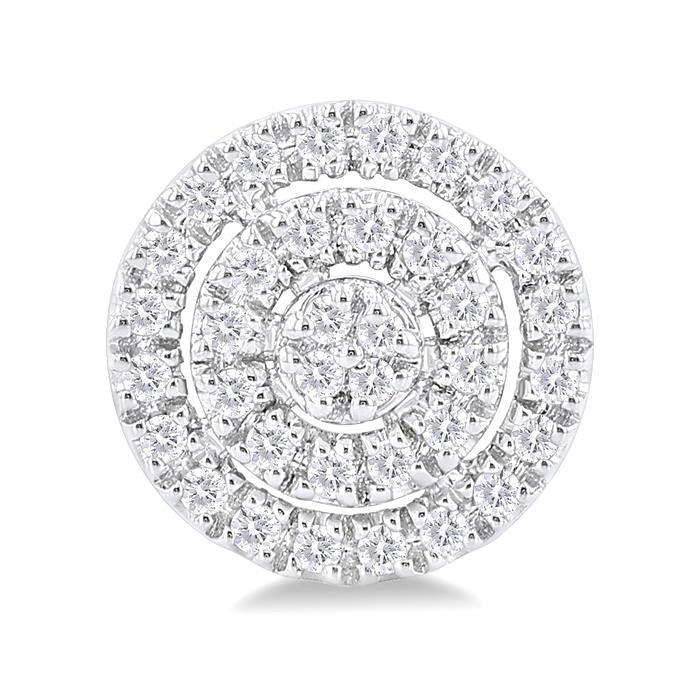 1/5 Ctw Double Halo Round Shape Petite Round Cut Diamond Fashion Stud Earrings in 10K White Gold
