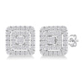 1/5 Ctw Double Halo Square Shape Petite Round Cut Diamond Fashion Stud Earrings in 10K White Gold