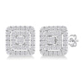 Princess Shape Petite Halo Diamond Fashion Earrings