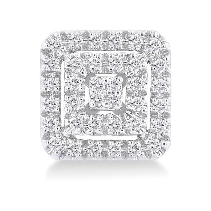 Princess Shape Petite Halo Diamond Fashion Earrings