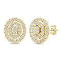1/5 Ctw Double Halo Oval Shape Petite Round Cut Diamond Fashion Stud Earrings in 10K Yellow Gold
