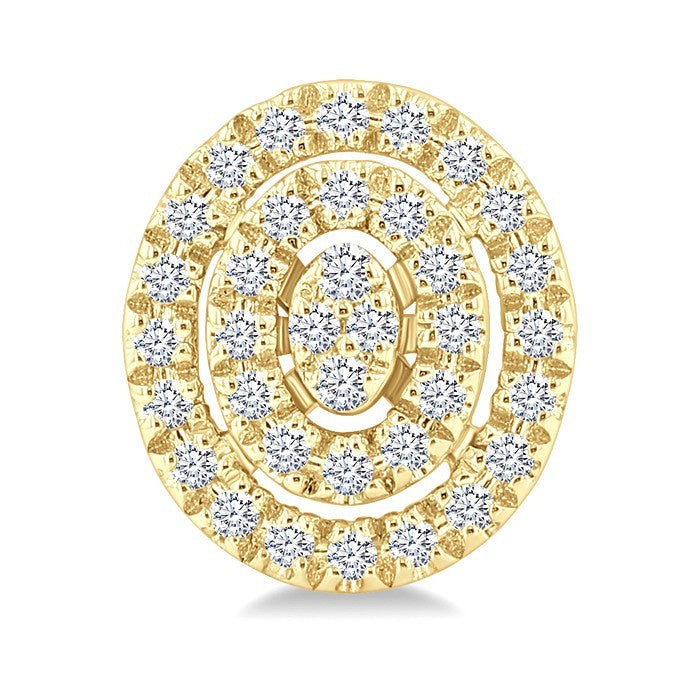 1/5 Ctw Double Halo Oval Shape Petite Round Cut Diamond Fashion Stud Earrings in 10K Yellow Gold