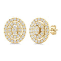 Oval Shape Petite Halo Diamond Fashion Earrings