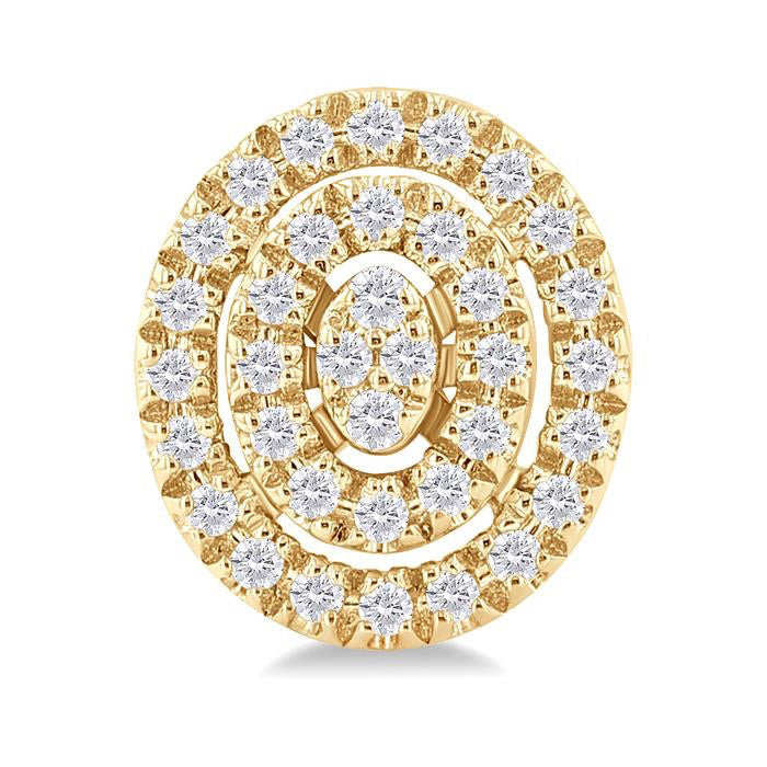 Oval Shape Petite Halo Diamond Fashion Earrings