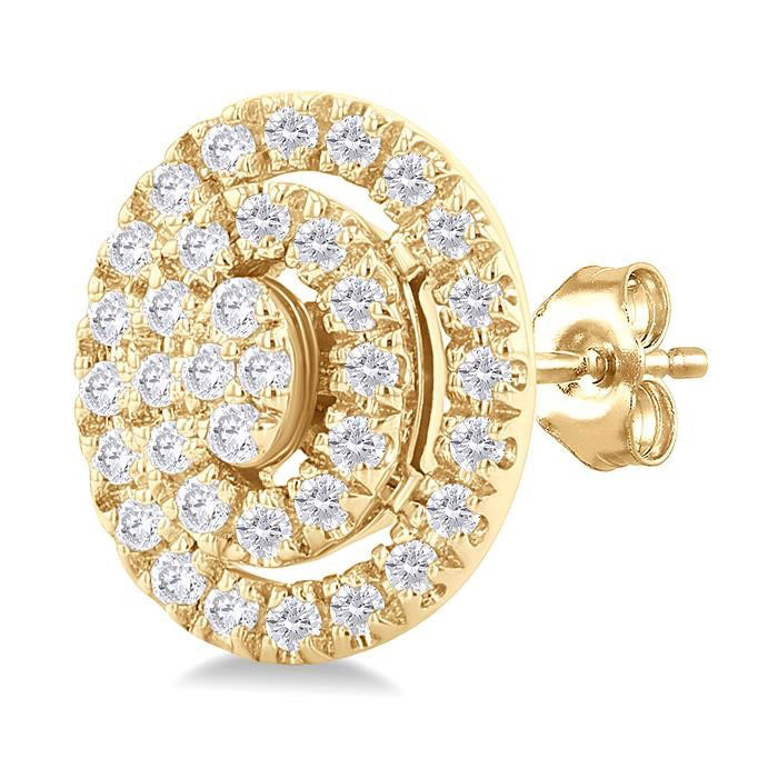 Oval Shape Petite Halo Diamond Fashion Earrings