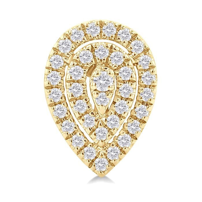 1/5 Ctw Double Halo Pear Shape Petite Round Cut Diamond Fashion Stud Earrings in 10K Yellow Gold