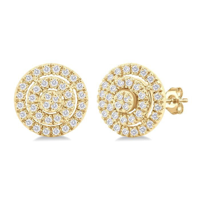 Round Shape Petite Halo Diamond Fashion Earrings