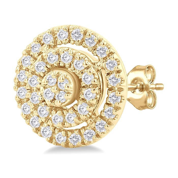 Round Shape Petite Halo Diamond Fashion Earrings