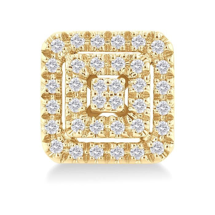 1/5 Ctw Double Halo Square Shape Petite Round Cut Diamond Fashion Stud Earrings in 10K Yellow Gold