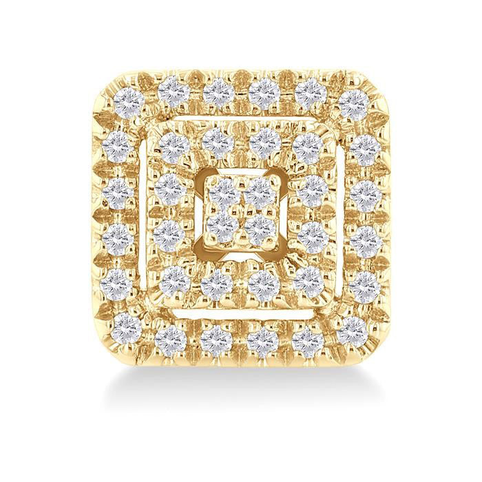 Princess Shape Petite Halo Diamond Fashion Earrings