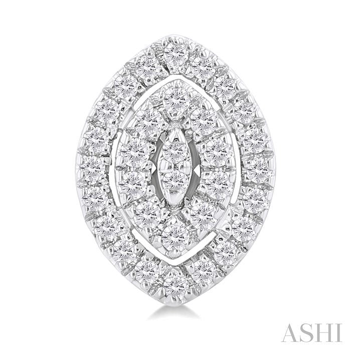 1/5 Ctw Double Halo Marquise Shape Petite Round Cut Diamond Fashion Stud Earrings in 10K White Gold