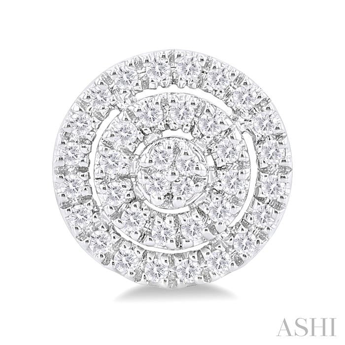 1/5 Ctw Double Halo Round Shape Petite Round Cut Diamond Fashion Stud Earrings in 10K White Gold