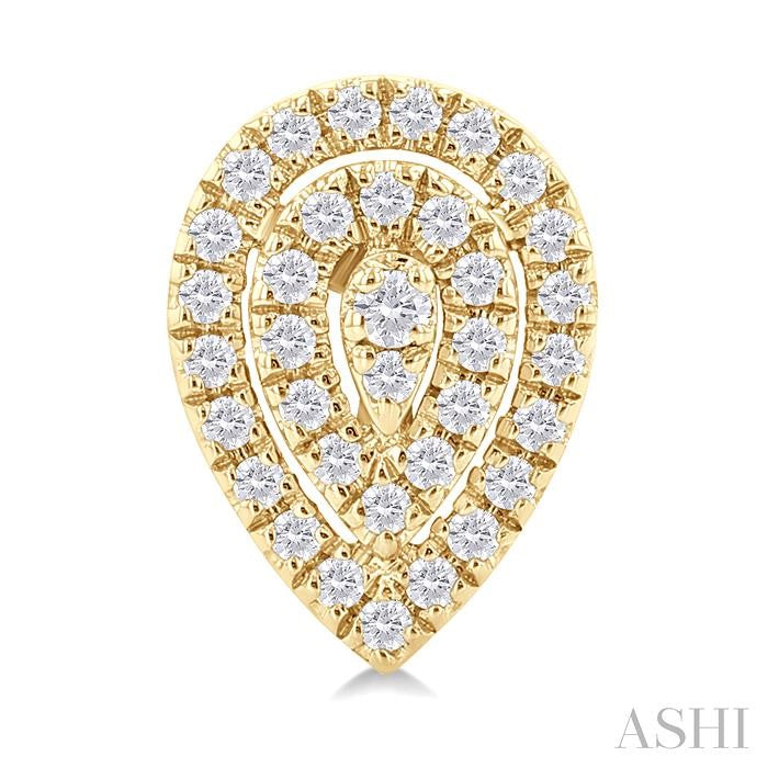 1/5 Ctw Double Halo Pear Shape Petite Round Cut Diamond Fashion Stud Earrings in 10K Yellow Gold