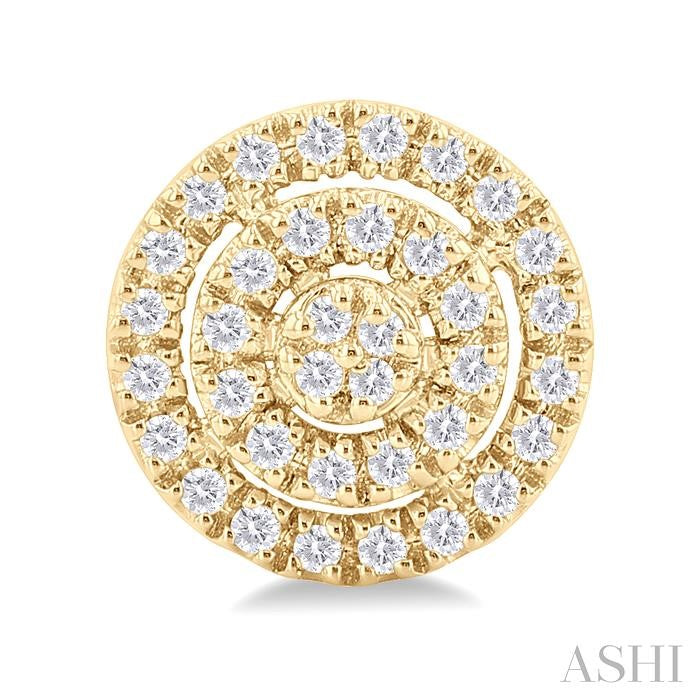1/5 Ctw Double Halo Round Shape Petite Round Cut Diamond Fashion Stud Earrings in 10K Yellow Gold