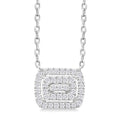 1/6 Ctw Double Halo Emerald Shape Petite Round Cut Diamond Fashion Pendant With Chain in 10K White Gold