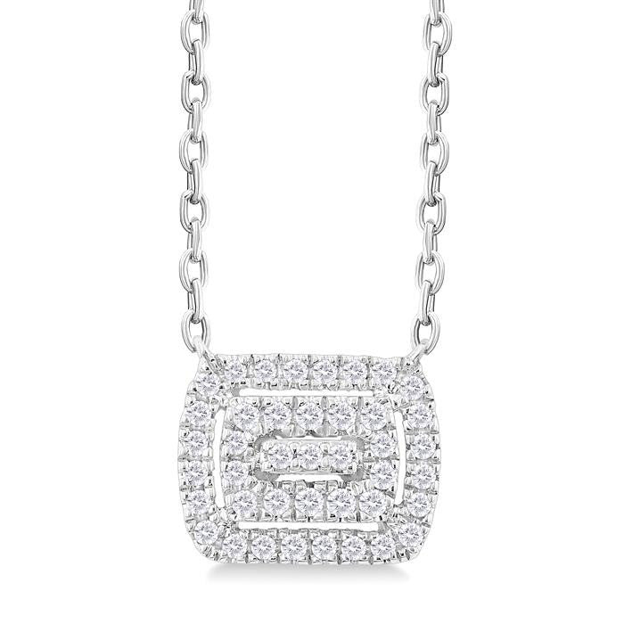Imperial Yarrow Emerald Shape Petite Halo Diamond Fashion Pendant