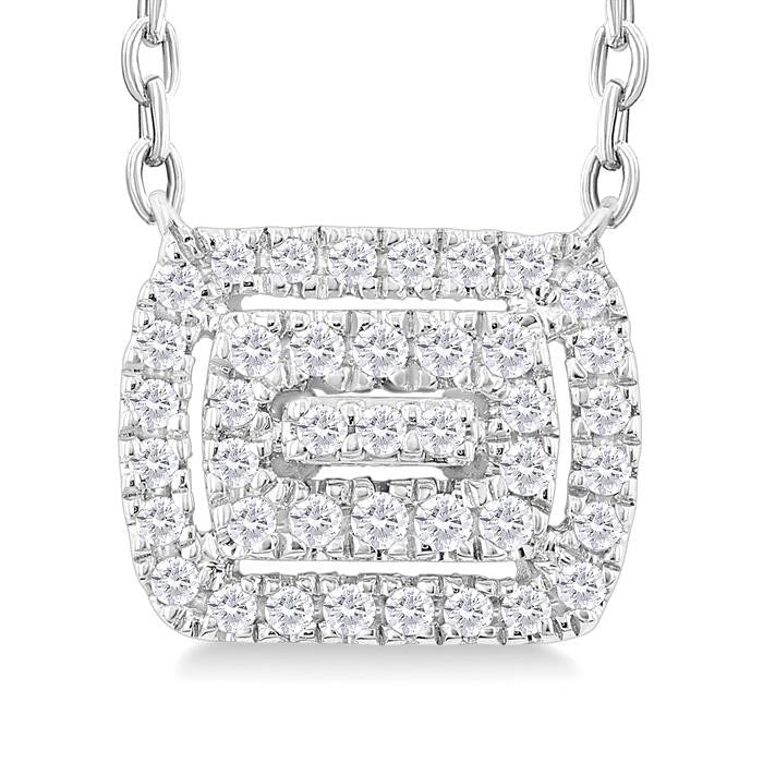 Imperial Yarrow Emerald Shape Petite Halo Diamond Fashion Pendant