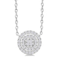 1/6 Ctw Double Halo Round Shape Petite Round Cut Diamond Fashion Pendant With Chain in 10K White Gold